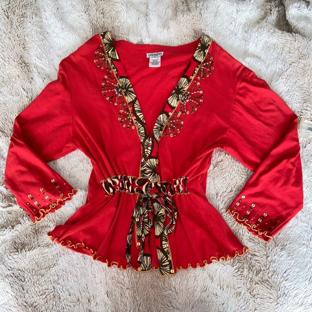 Red Vintage Beaded Cardigan ❤️